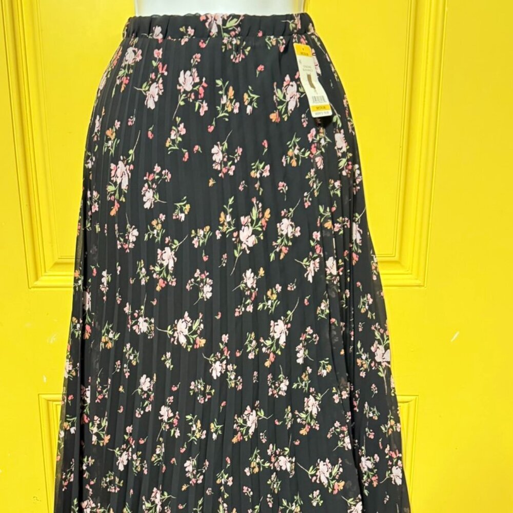 Vince Camuto Skirt Size Medium Midi Accordion Lined Floral Office - Picture 5 of 6